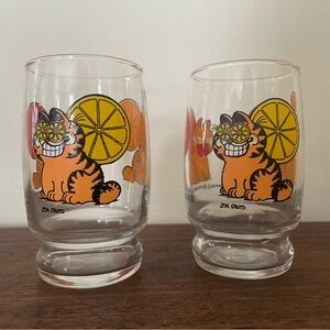 Garfield Orange Juice Glass 1978 Set of 2
